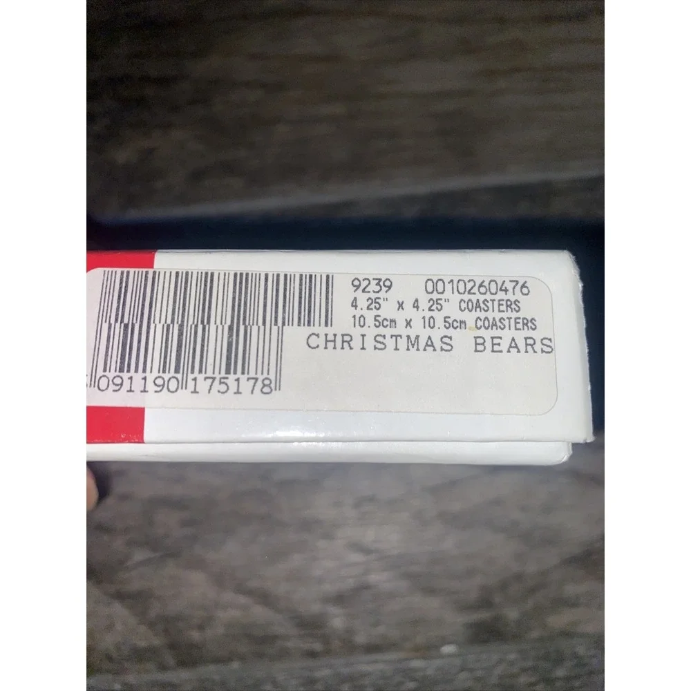 New In Box Pimpernel Christmas Bears Coasters Set‎ of 6 4.25